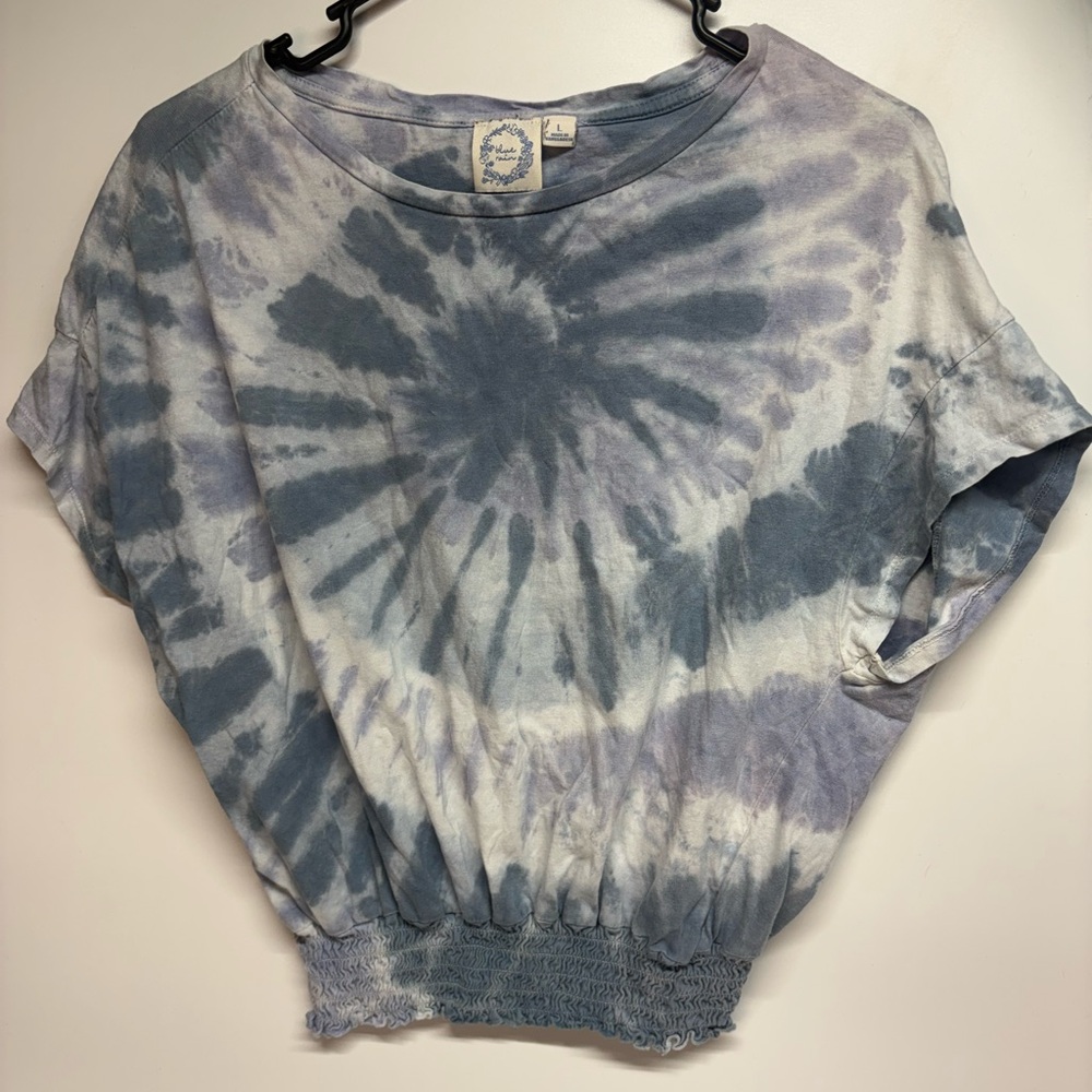 Blue Rain Short Sleeve Tie-Dye Top